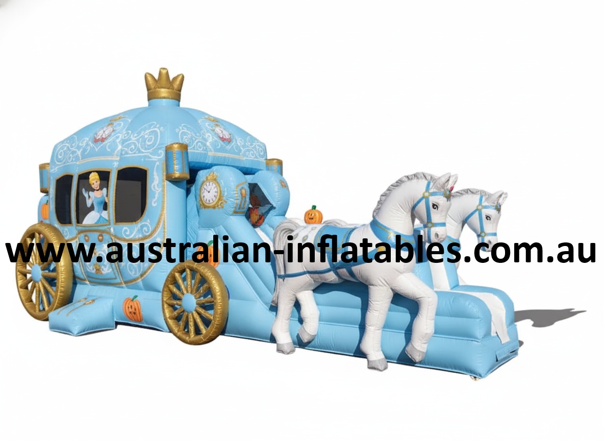Cinderella Horse Carriage Jumping Castle Combo | Australian Inflatables